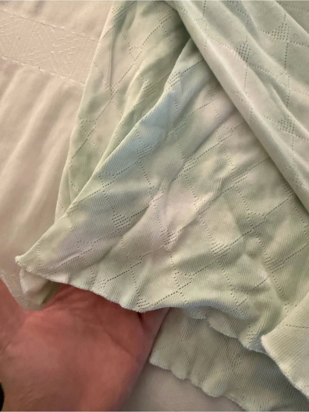 LoveShackFancy Pointelle Mint Green Long Sleeve Knit Top